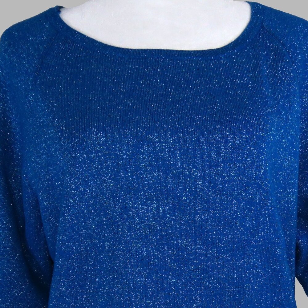 Worthington Women's Blue Sparkle 3/4-Sleeve Pullover Blouse Size XL (C2030)